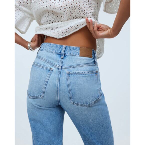 Madewell The 90s Straight Light Wash Jeans Distressed Hem Streetwear Size 24 NWT - Picture 4 of 13